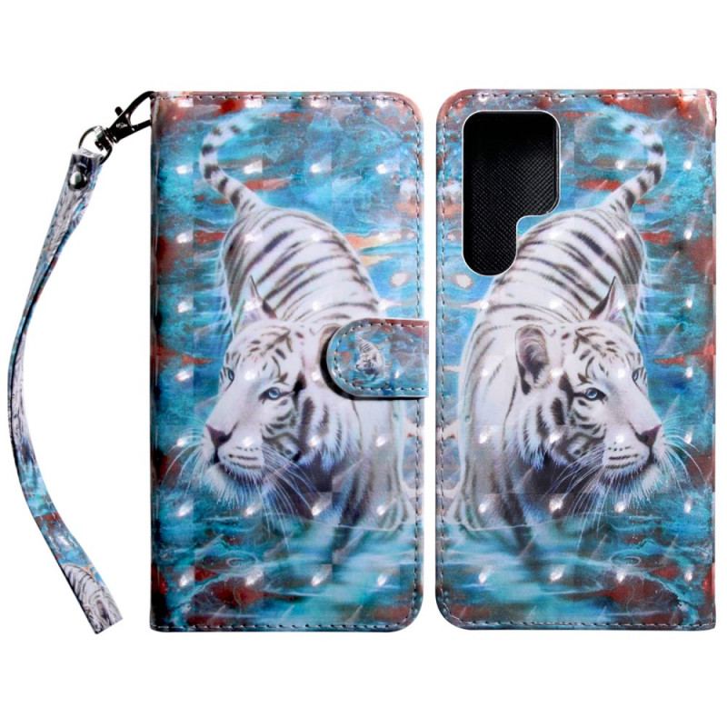 Capa De Couro Para Samsung Galaxy S22 Ultra 5G Luciano O Tigre