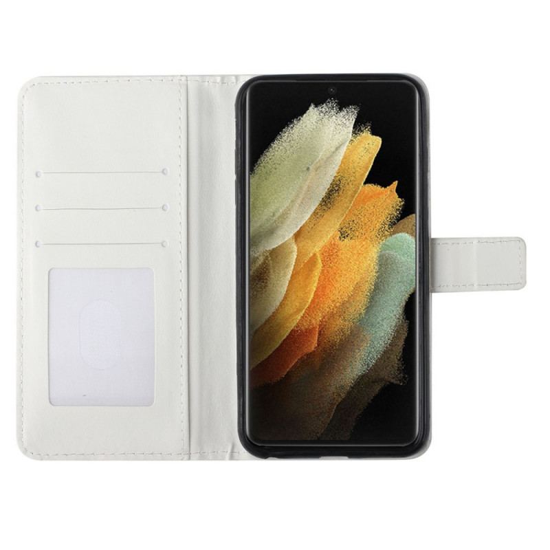 Capa De Couro Para Samsung Galaxy S22 Ultra 5G Pena Vida E Amor