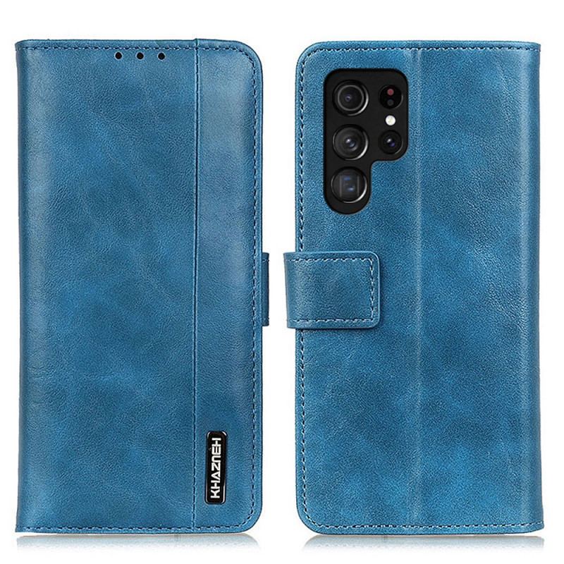 Capa De Couro Para Samsung Galaxy S22 Ultra 5G Couro Sintético Elegance Khazneh