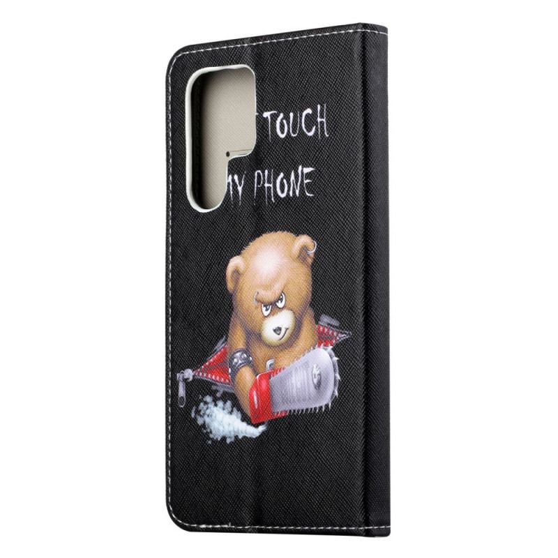 Capa De Couro Para Samsung Galaxy S22 Ultra 5G Urso Perigoso