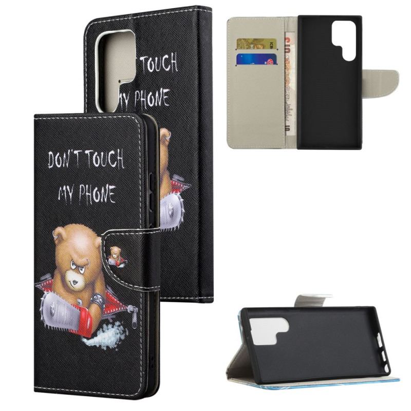 Capa De Couro Para Samsung Galaxy S22 Ultra 5G Urso Perigoso