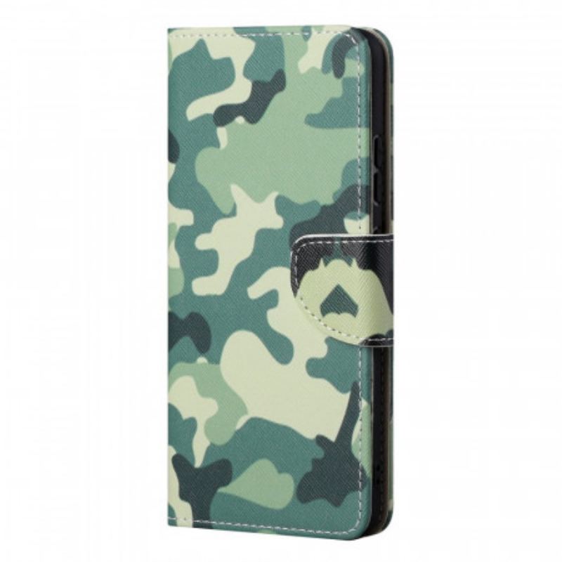 Capa Em Pele Para Samsung Galaxy S22 Ultra 5G Camuflagem Militar