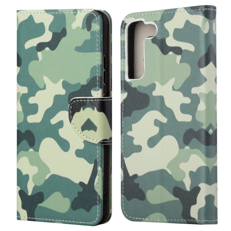 Capa Em Pele Para Samsung Galaxy S22 Ultra 5G Camuflagem Militar