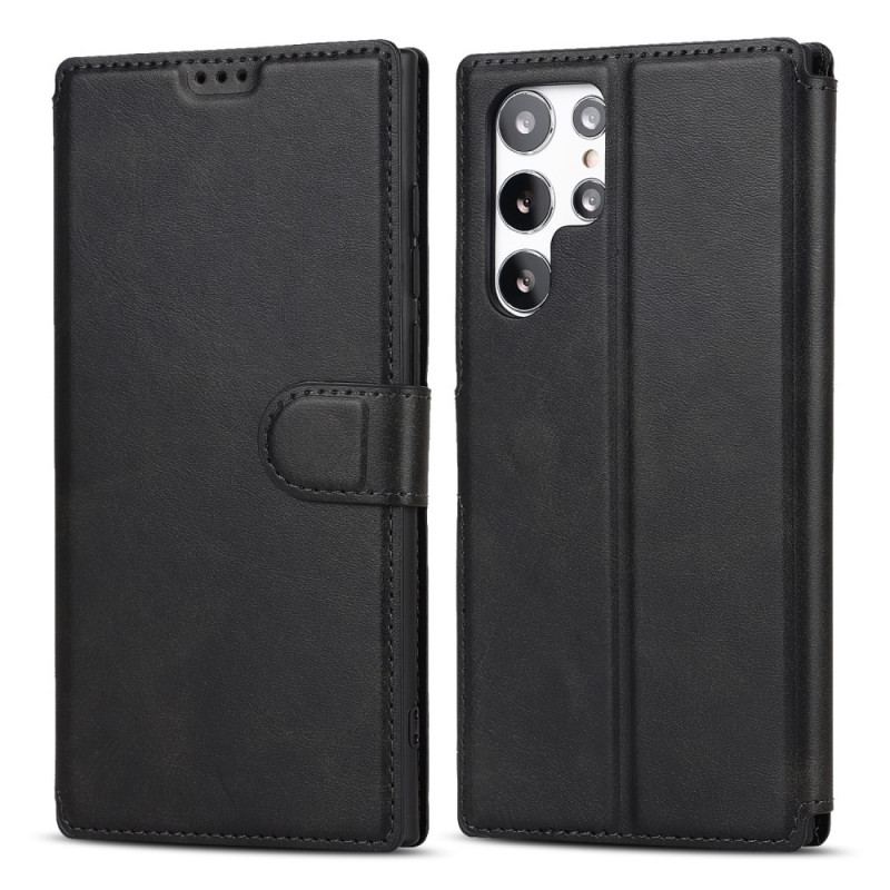 Capa Em Pele Para Samsung Galaxy S22 Ultra 5G Couro Sintético Retrô