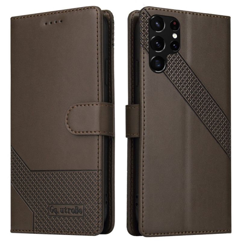 Capa Em Pele Para Samsung Galaxy S22 Ultra 5G Efeito Couro Gq.utrobe