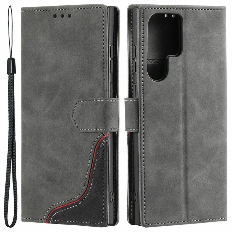 Capa Em Pele Para Samsung Galaxy S22 Ultra 5G Onda Sensível À Pele