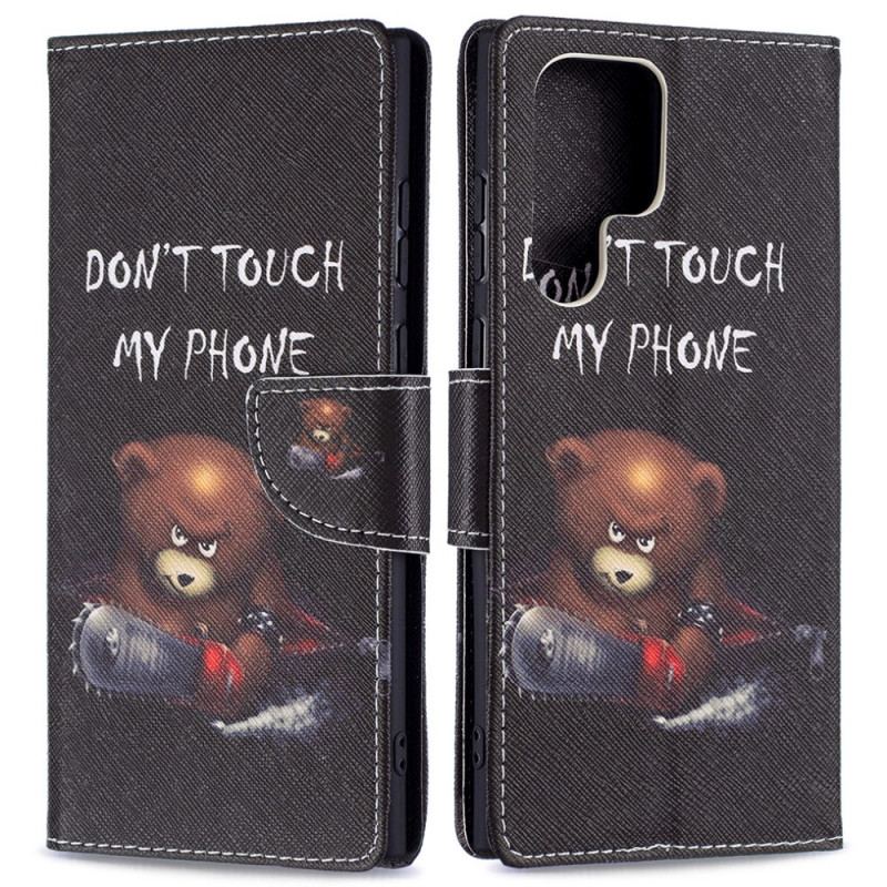 Capa Em Pele Para Samsung Galaxy S22 Ultra 5G Urso Perigoso