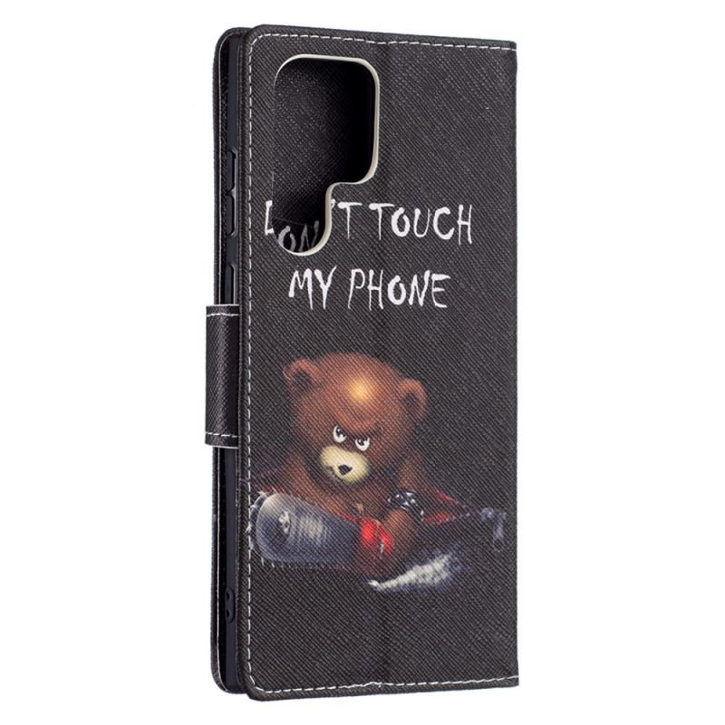 Capa Em Pele Para Samsung Galaxy S22 Ultra 5G Urso Perigoso