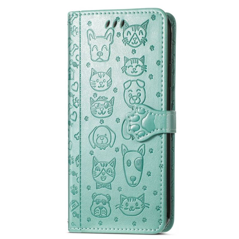 Capa Flip Para Samsung Galaxy S22 Ultra 5G Animais Animados