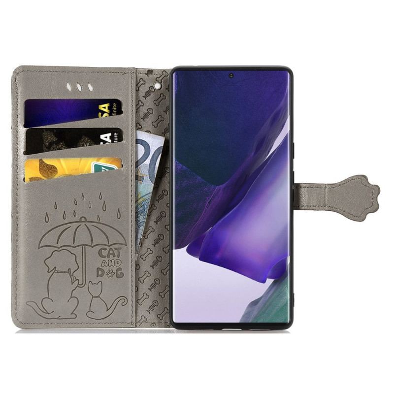 Capa Flip Para Samsung Galaxy S22 Ultra 5G Animais Animados