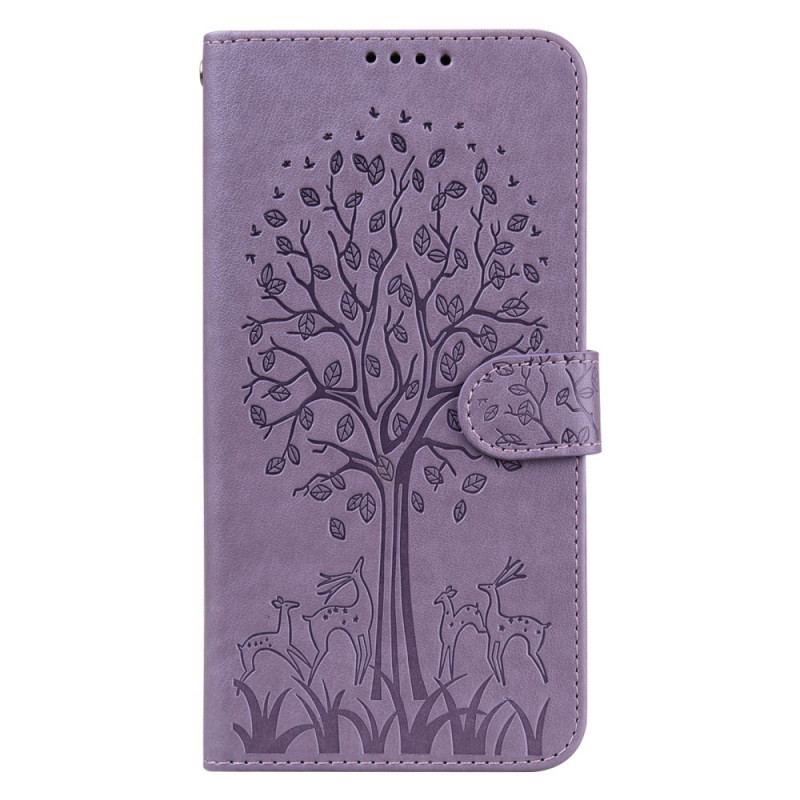 Capa Flip Para Samsung Galaxy S22 Ultra 5G Árvore E Veado