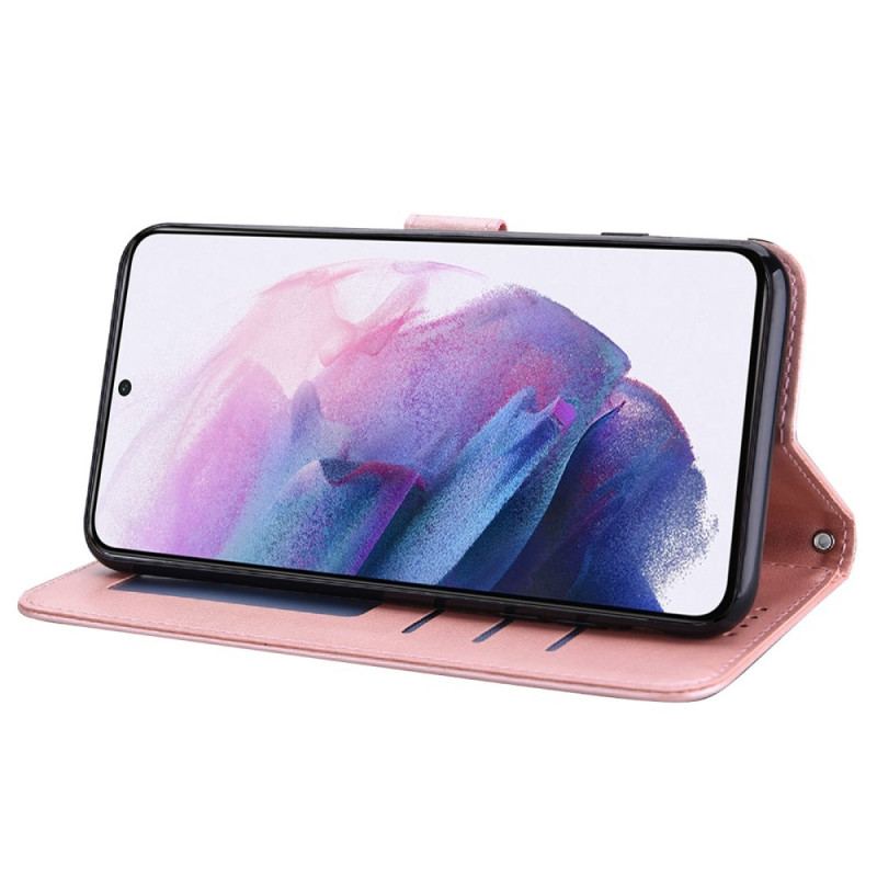 Capa Flip Para Samsung Galaxy S22 Ultra 5G Árvore E Veado