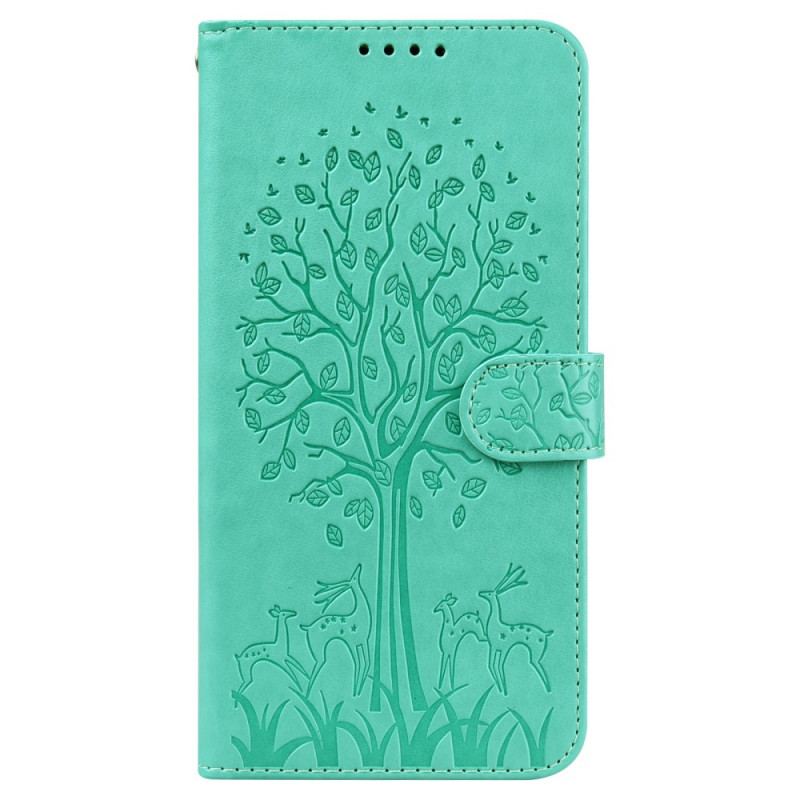 Capa Flip Para Samsung Galaxy S22 Ultra 5G Árvore E Veado