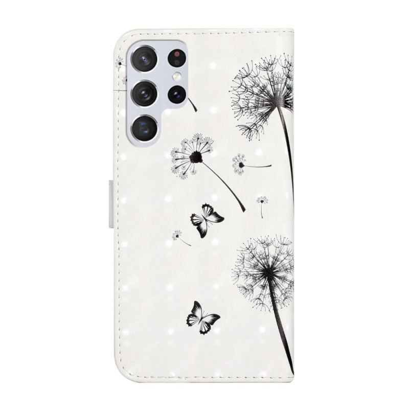 Capa Flip Para Samsung Galaxy S22 Ultra 5G Bebê Amor Dente De Leão