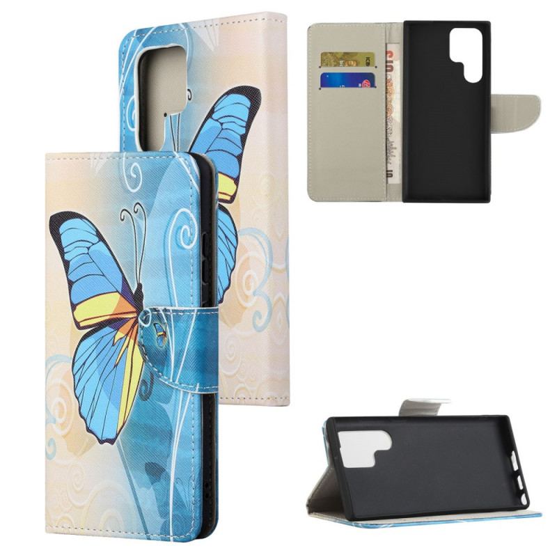 Capa Flip Para Samsung Galaxy S22 Ultra 5G Borboletas Soberanas