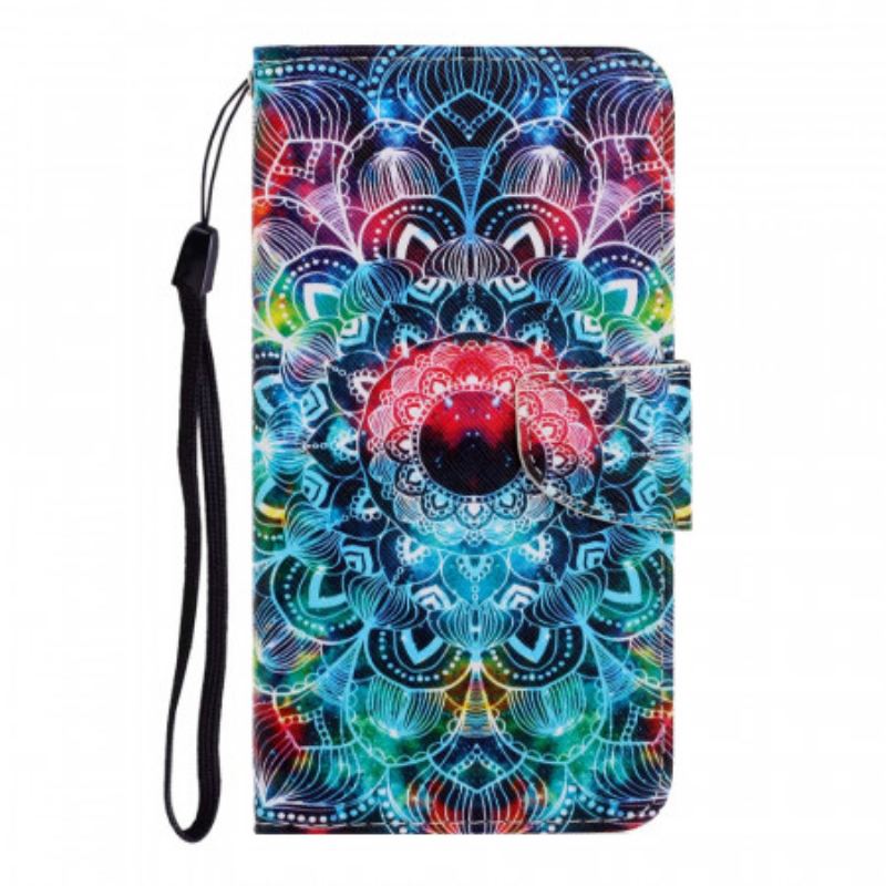 Capa Flip Para Samsung Galaxy S22 Ultra 5G De Cordão Mandala De Tiras Chamativas