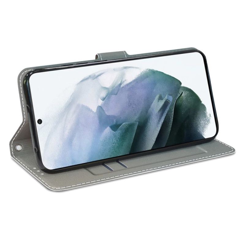 Capa Flip Para Samsung Galaxy S22 Ultra 5G De Cordão Ventilador De Gato Tanga