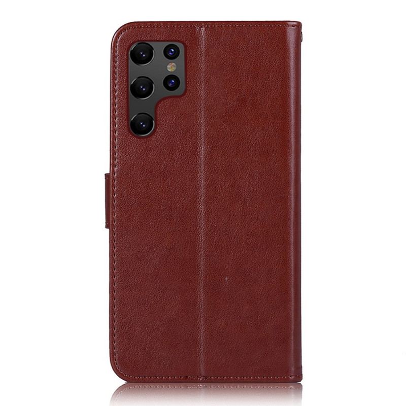 Capa Flip Para Samsung Galaxy S22 Ultra 5G Coruja Apanhador De Sonhos Efeito Couro