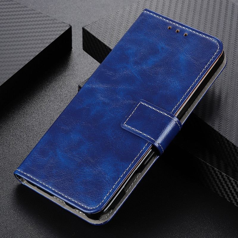 Capa Flip Para Samsung Galaxy S22 Ultra 5G Costuras Brilhantes E Visíveis