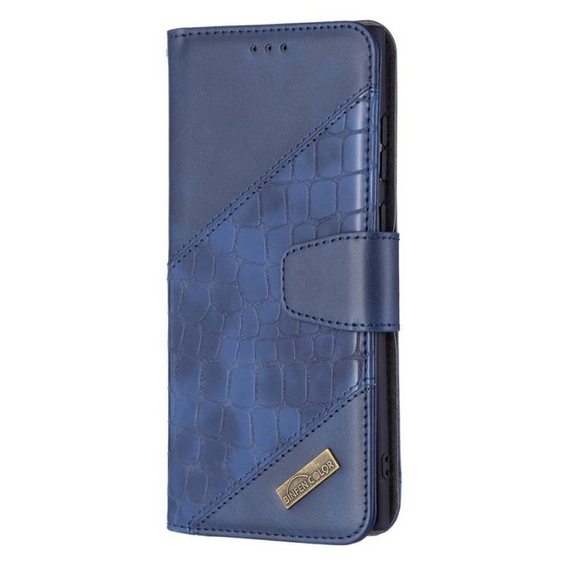 Capa Flip Para Samsung Galaxy S22 Ultra 5G Efeito Clássico De Pele De Crocodilo