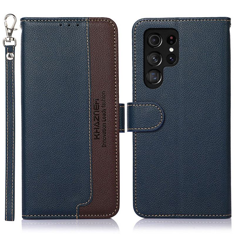 Capa Flip Para Samsung Galaxy S22 Ultra 5G Estilo Lichia Rfid Khazneh