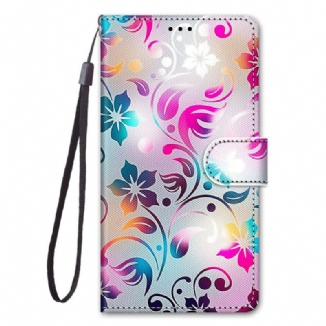 Capa Flip Para Samsung Galaxy S22 Ultra 5G Folhagem Em Cores