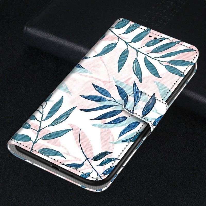 Capa Flip Para Samsung Galaxy S22 Ultra 5G Folhagem Em Cores