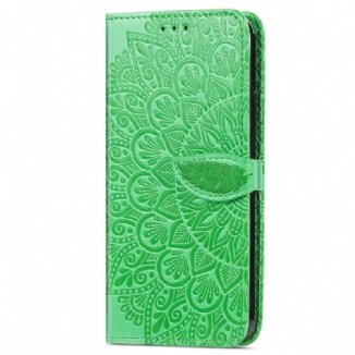 Capa Flip Para Samsung Galaxy S22 Ultra 5G Folhas Tribais