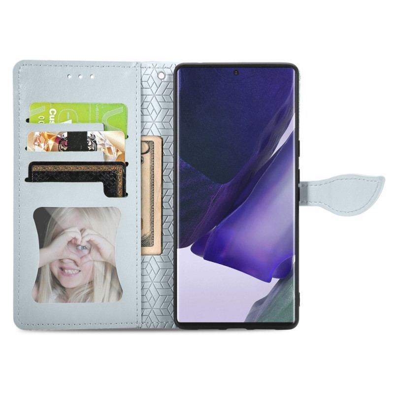 Capa Flip Para Samsung Galaxy S22 Ultra 5G Folhas Tribais