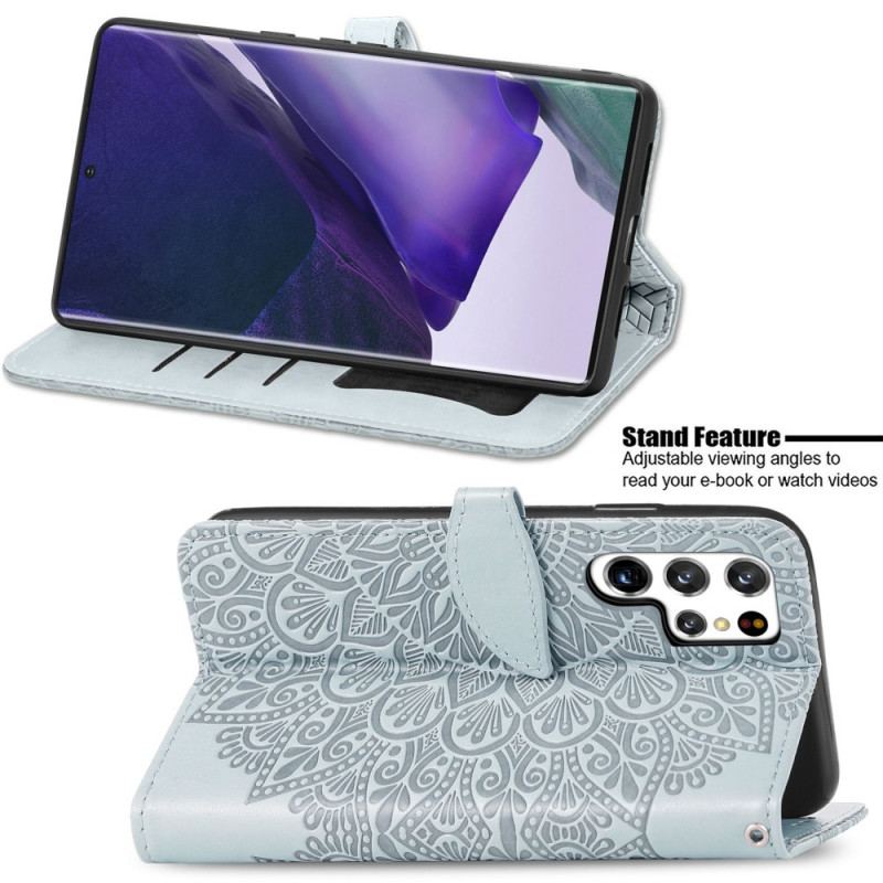 Capa Flip Para Samsung Galaxy S22 Ultra 5G Folhas Tribais