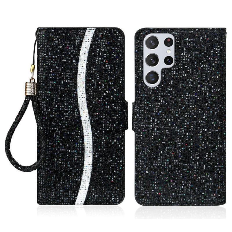 Capa Flip Para Samsung Galaxy S22 Ultra 5G Lantejoulas Design S