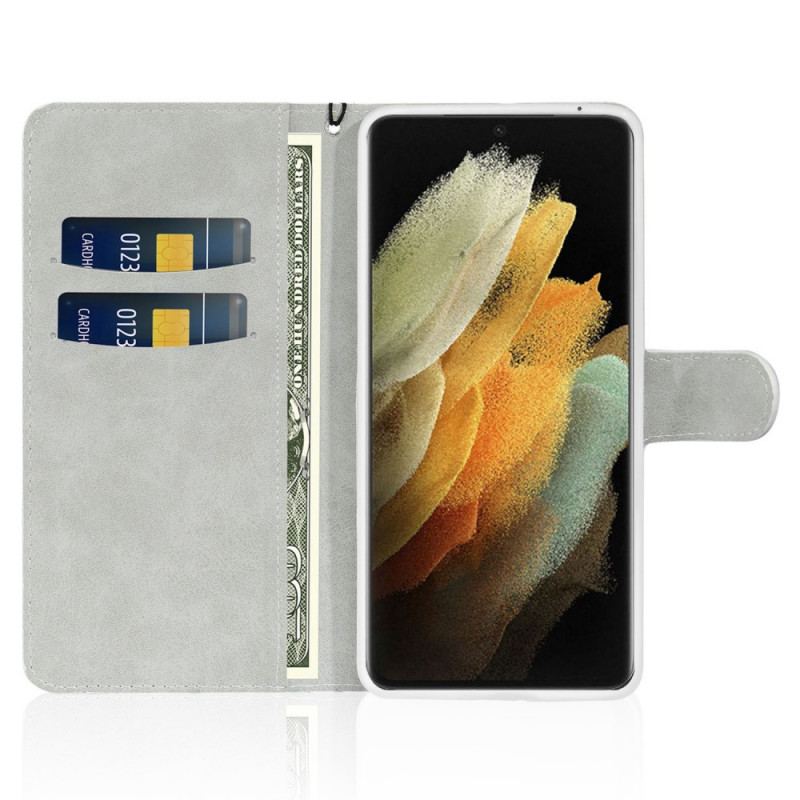 Capa Flip Para Samsung Galaxy S22 Ultra 5G Lantejoulas Design S