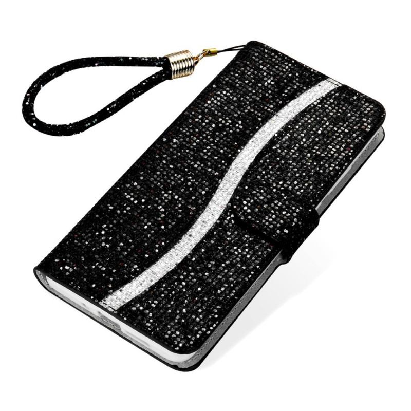 Capa Flip Para Samsung Galaxy S22 Ultra 5G Lantejoulas Design S