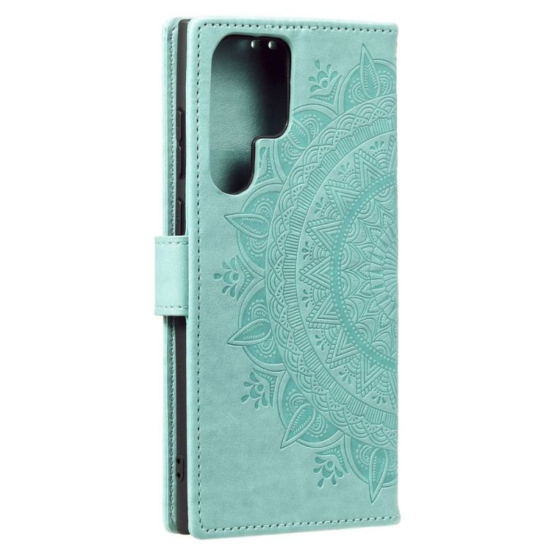 Capa Flip Para Samsung Galaxy S22 Ultra 5G Mandala Do Sol