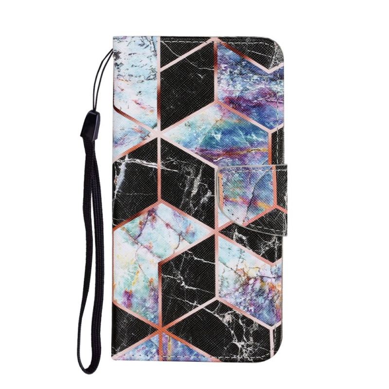 Capa Flip Para Samsung Galaxy S22 Ultra 5G Mármore Geométrico