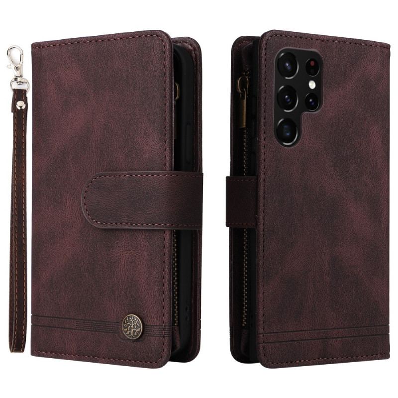 Capa Flip Para Samsung Galaxy S22 Ultra 5G Multifuncional Com Bolsa