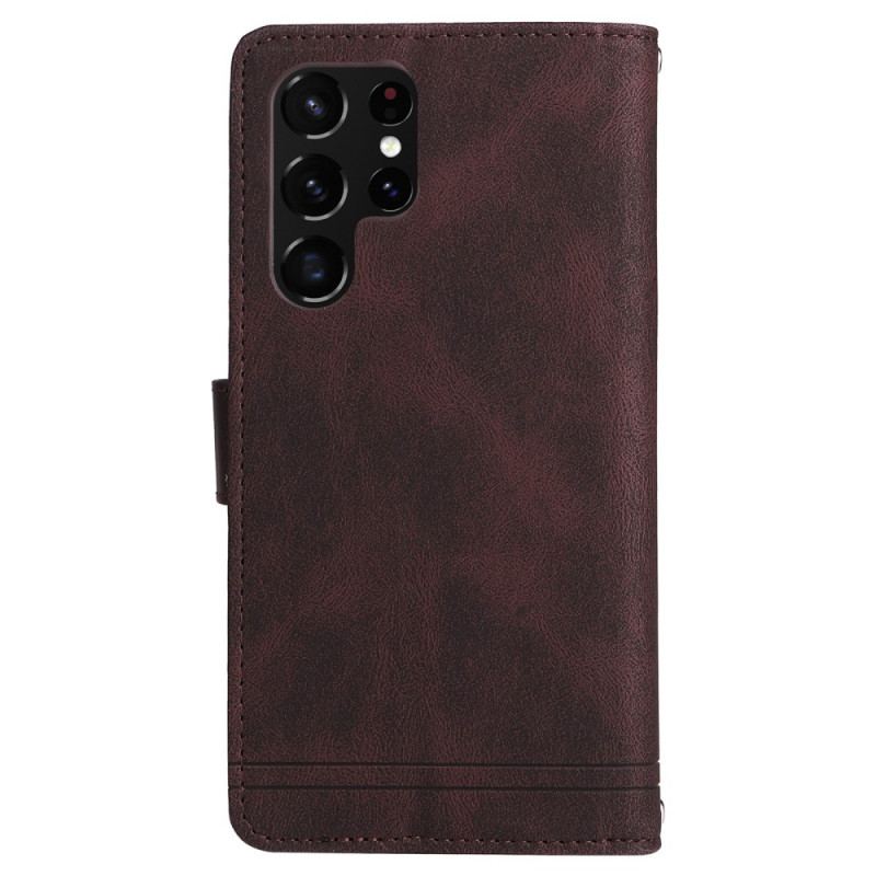 Capa Flip Para Samsung Galaxy S22 Ultra 5G Multifuncional Com Bolsa