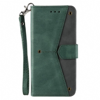 Capa Flip Para Samsung Galaxy S22 Ultra 5G Rebites Bicolores De Couro Falso