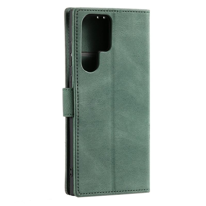 Capa Flip Para Samsung Galaxy S22 Ultra 5G Rebites Bicolores De Couro Falso