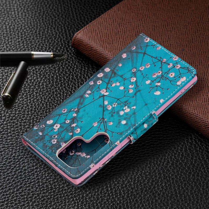 Capa Folio Para Samsung Galaxy S22 Ultra 5G Árvore Florida