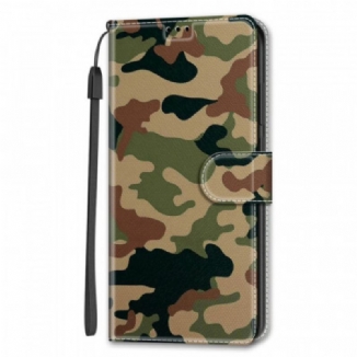 Capa Folio Para Samsung Galaxy S22 Ultra 5G Camuflagem Militar