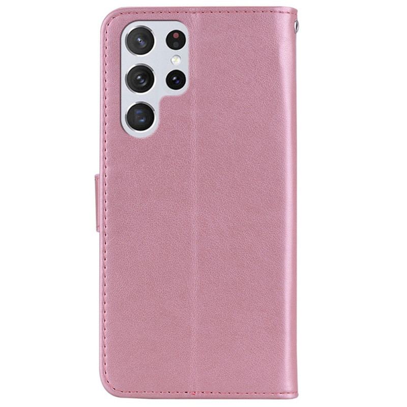 Capa Folio Para Samsung Galaxy S22 Ultra 5G Coruja Mandala E Charme