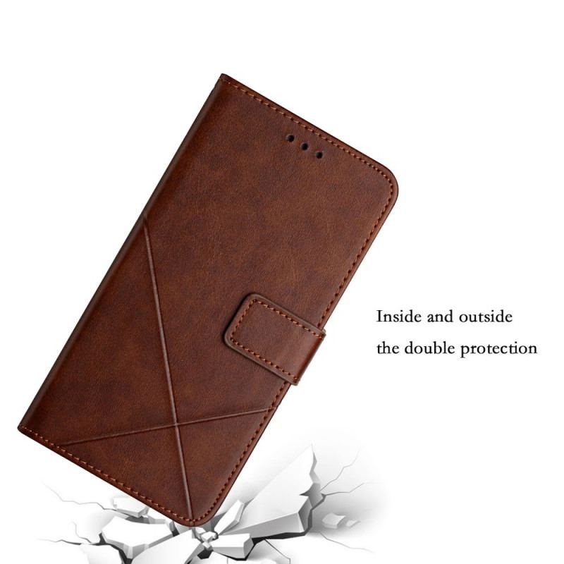 Capa Folio Para Samsung Galaxy S22 Ultra 5G Estilo X Design Geo Couro