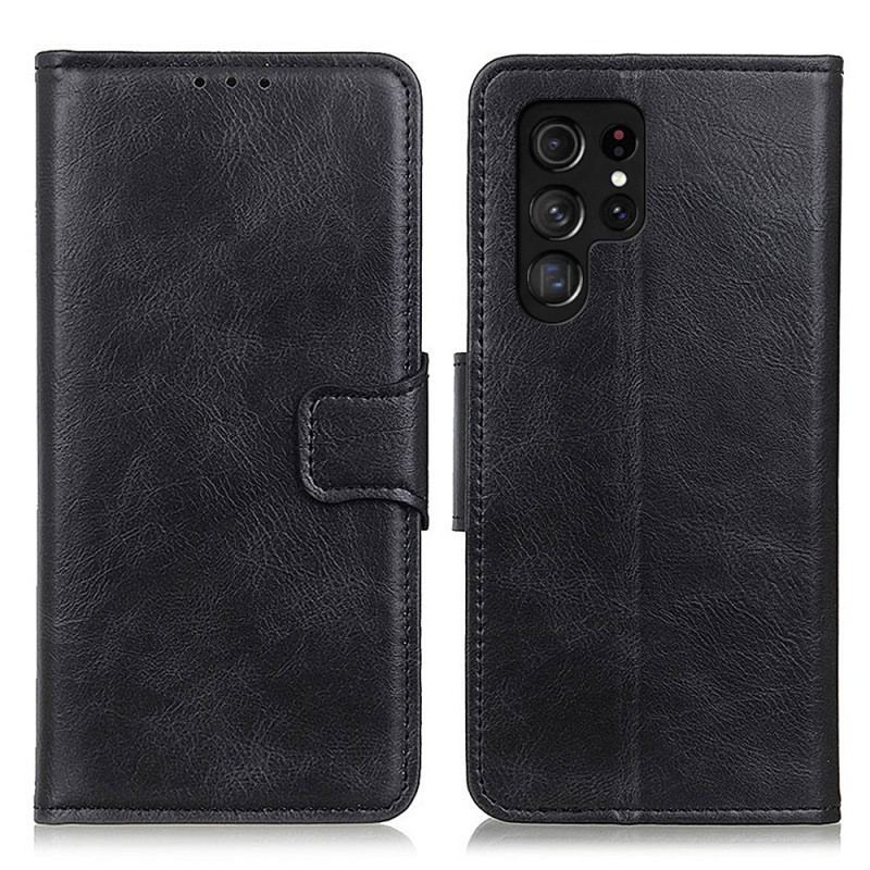 Capa Folio Para Samsung Galaxy S22 Ultra 5G Fecho Reversível Efeito Couro