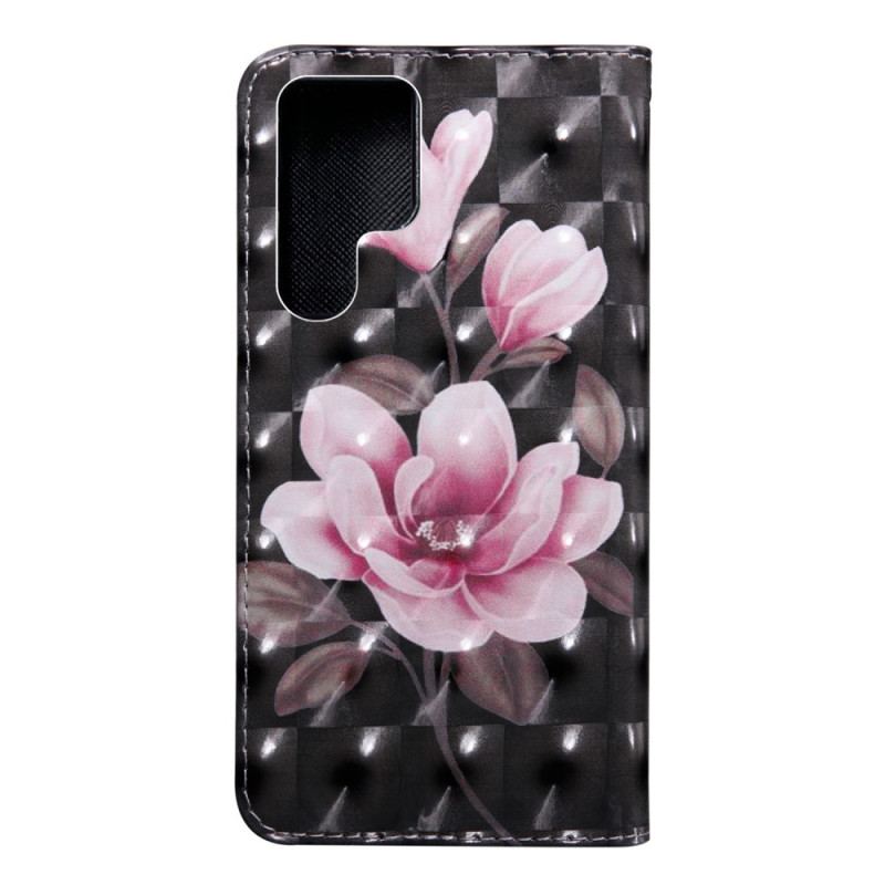 Capa Folio Para Samsung Galaxy S22 Ultra 5G Flores Em Flor