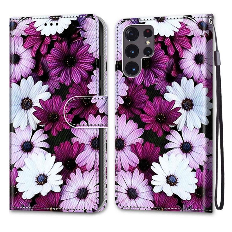 Capa Folio Para Samsung Galaxy S22 Ultra 5G Maravilha Floral