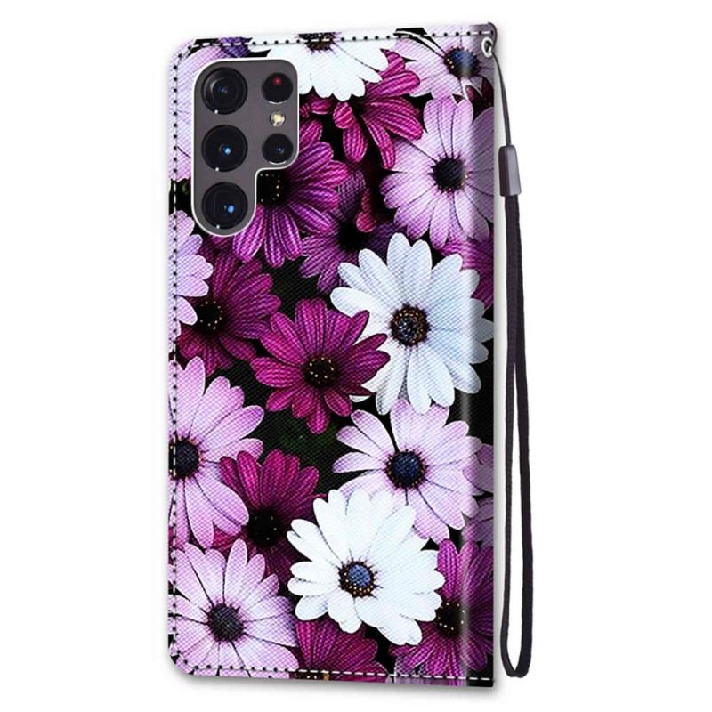 Capa Folio Para Samsung Galaxy S22 Ultra 5G Maravilha Floral