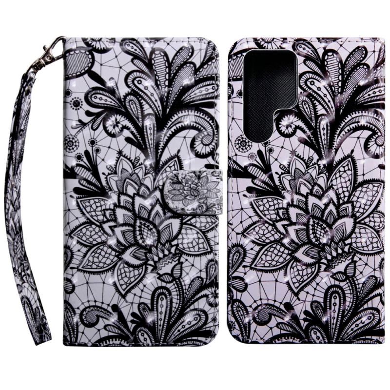 Capa Folio Para Samsung Galaxy S22 Ultra 5G Renda Chique