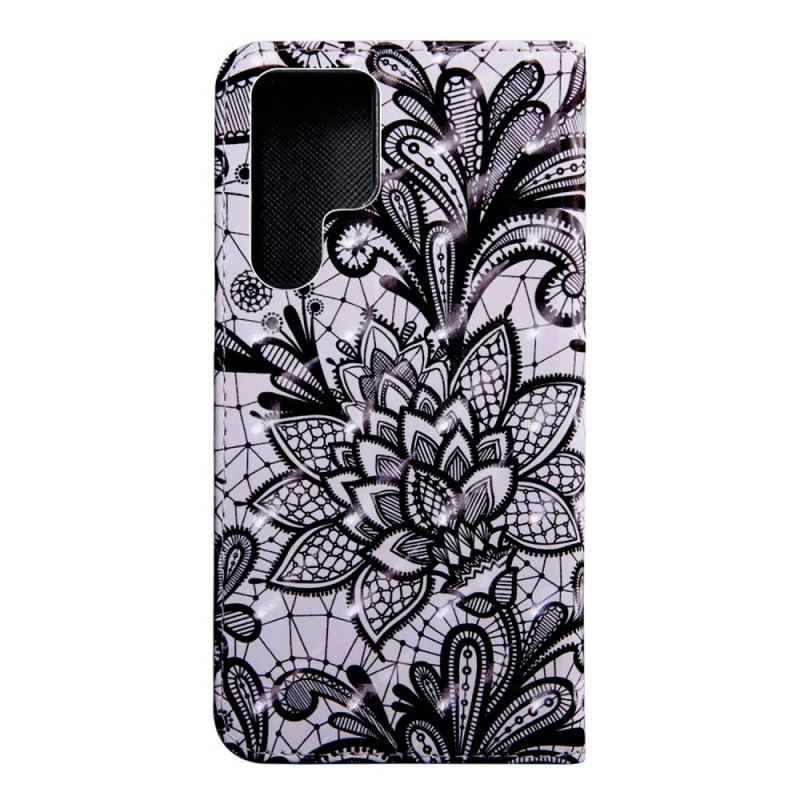 Capa Folio Para Samsung Galaxy S22 Ultra 5G Renda Chique