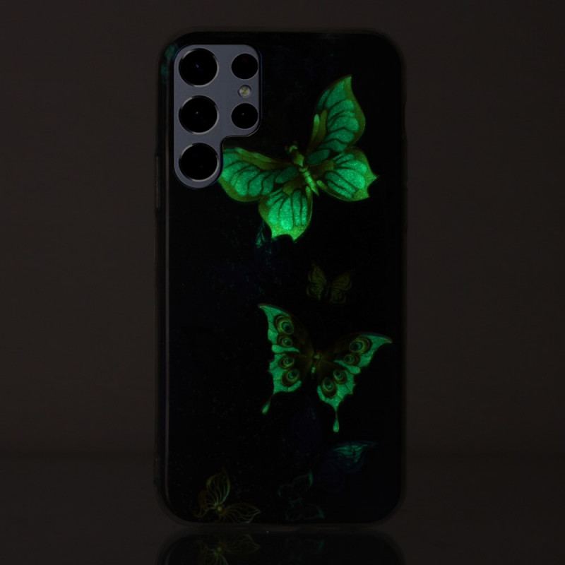 Capa Para Samsung Galaxy S22 Ultra 5G Borboletas Fluorescentes